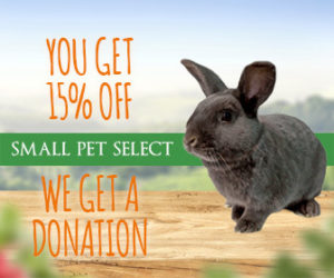 15% order discount offer from Small Pet Select for rabbit and small pet supplies